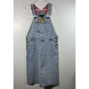 Womens Teddy Fresh Denim Overall Dress Strawberry Bear Print Blue Size M‎ NWT